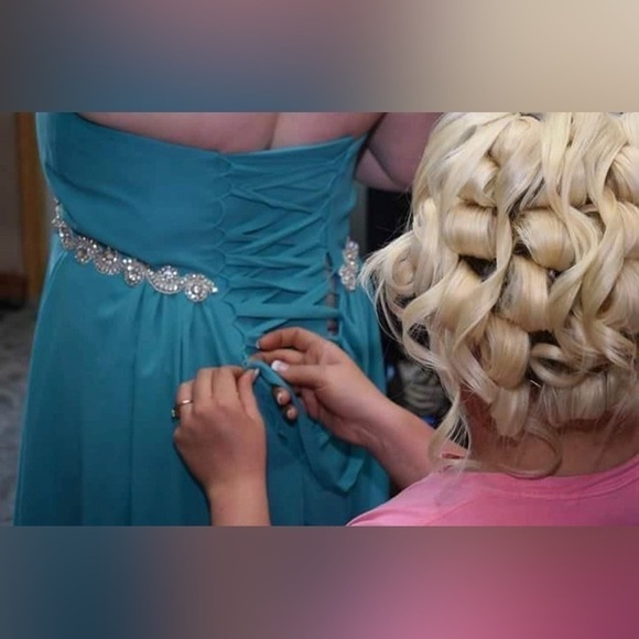 Blue Strapless High Low Bridesmaid Dresses Wedding Event Party Gowns - Picture 7 of 12